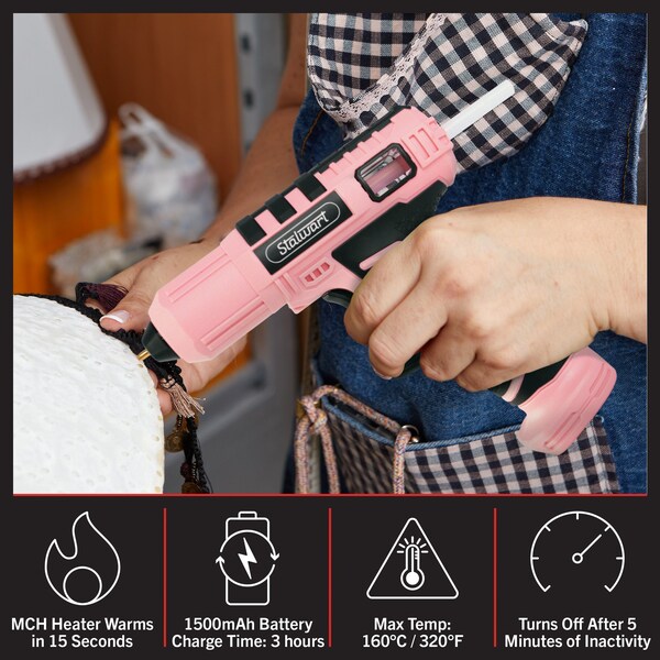 4V Cordless Glue Gun Kit, Pink